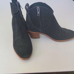 UGG Black Suede Ankle Boots with Wooden Heel